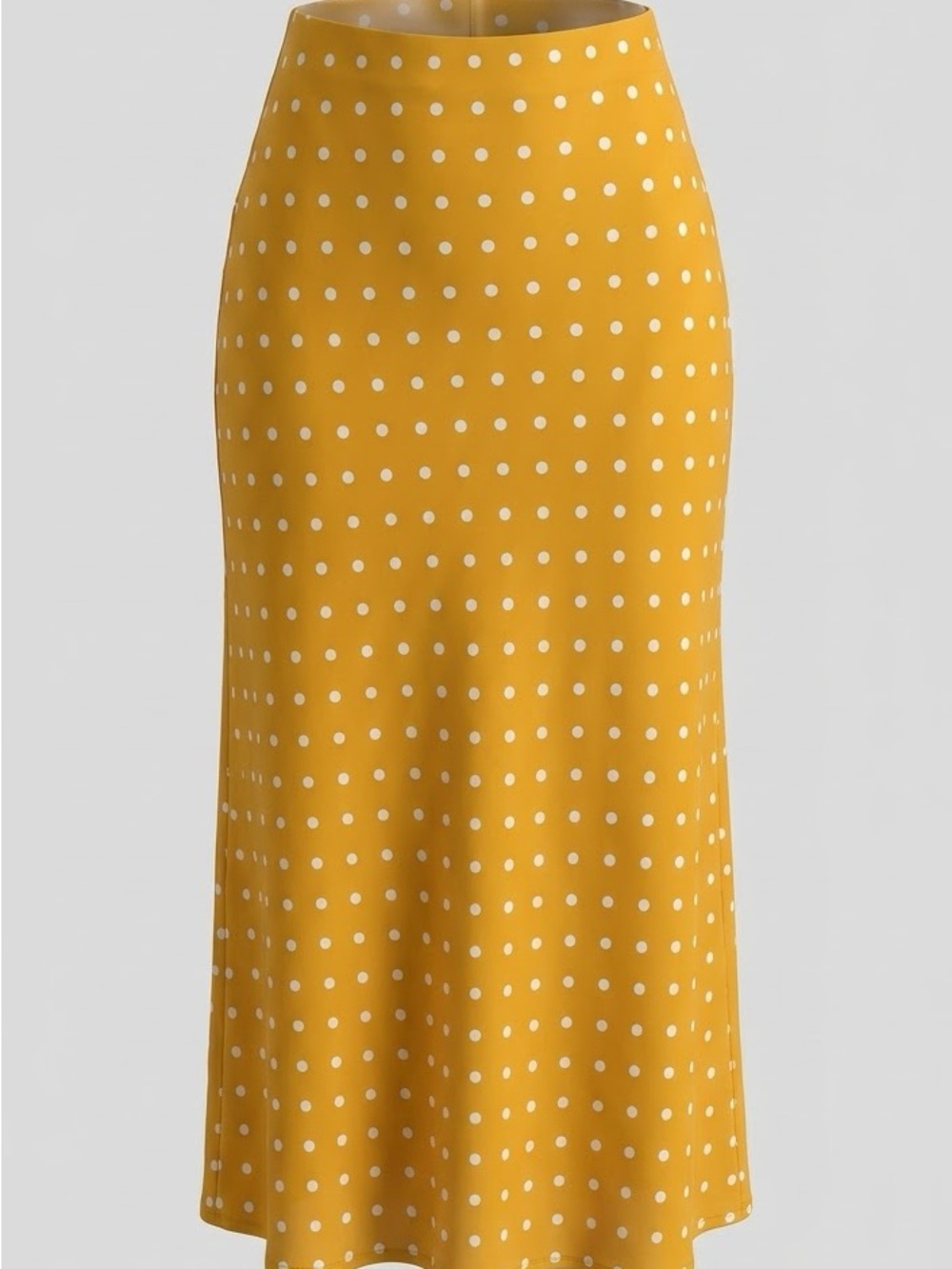 LOFT Yellow Midi Skirt with White Polka Dots